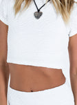 Matching set Textured material Cropped tee Low rise mini skirt  Elasticated waistband  Side slit  Good stretch  Fully lined 