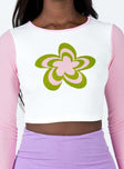 Flower Force Long Sleeve Top White / Pink