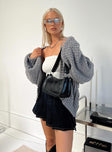 Cable knit sweater, oversized fit Drop shoulder, crew neckline