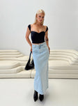 Whessler Split Back Denim Midi Skirt Light Wash