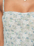 Sheer crop top, slim-fitting, floral print Sweetheart neckline, adjustable straps