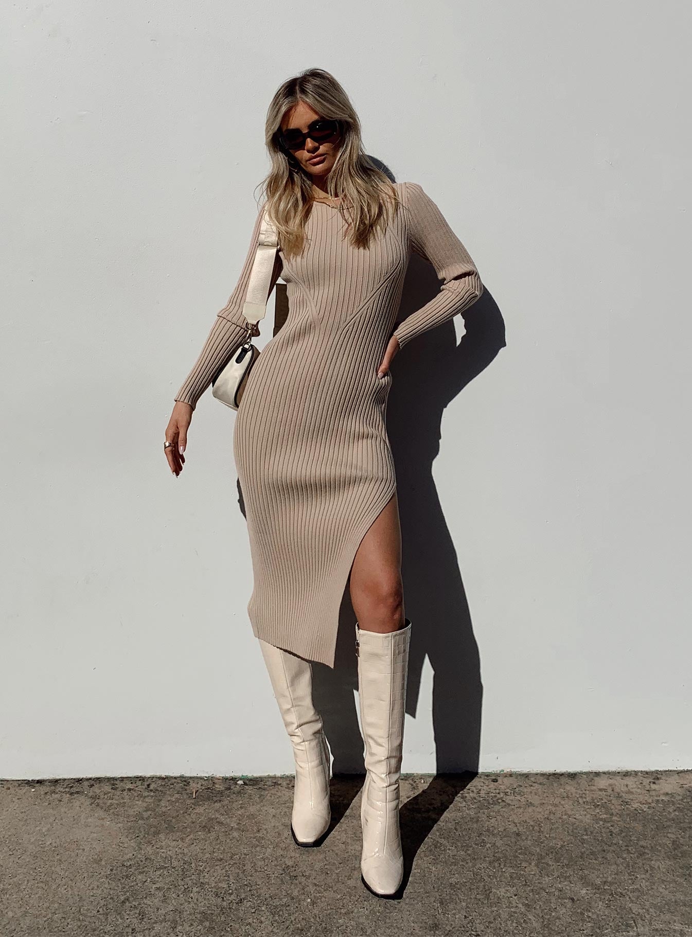 Shop Formal Dress - Nicky Midi Dress Beige third image