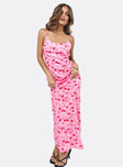 Maxi dress Floral print Adjustable shoulder straps   Scoop back Invisible zip fastening at back  Non-stretch Fully lined 