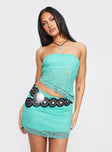 Sincere Asymmetric Lace Set Turquoise