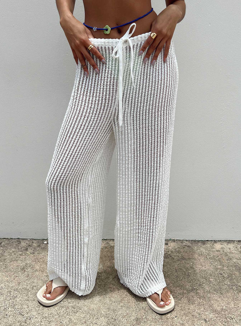 Crochet Knit Pants - White