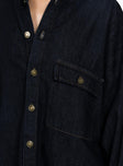 Denim jacket Dark denim wash Classic collar Single chest pocket