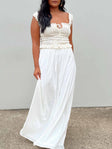 White maxi skirt Thick elasticated waistband with drawstring