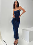 Strapless Maxi Dress Shimmery material Inner silicone strip at bust 