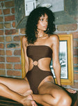 One piece Cut out design Adjustable & removable straps Gold-toned ring Brief style bottom Removable padding