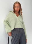 Jumper Knit material Wide collar Cropped design Good stretch Unlined