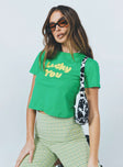 Motel Shrunk Tee Green Lucky You