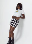 Motel Micro Broomy Skirt Harlequin Black White