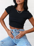 Classic Cropped Tee Black Eco